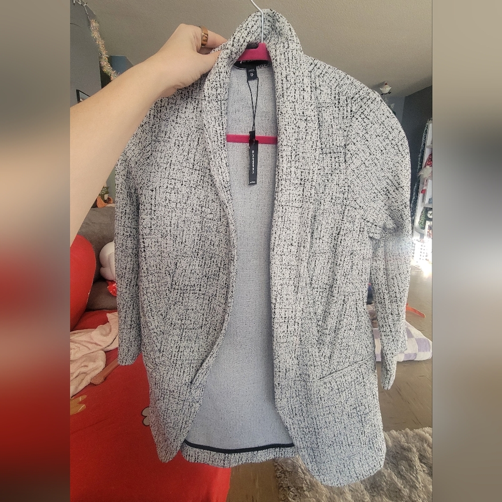 Express Black and White Textured Cardigan/ Blazer